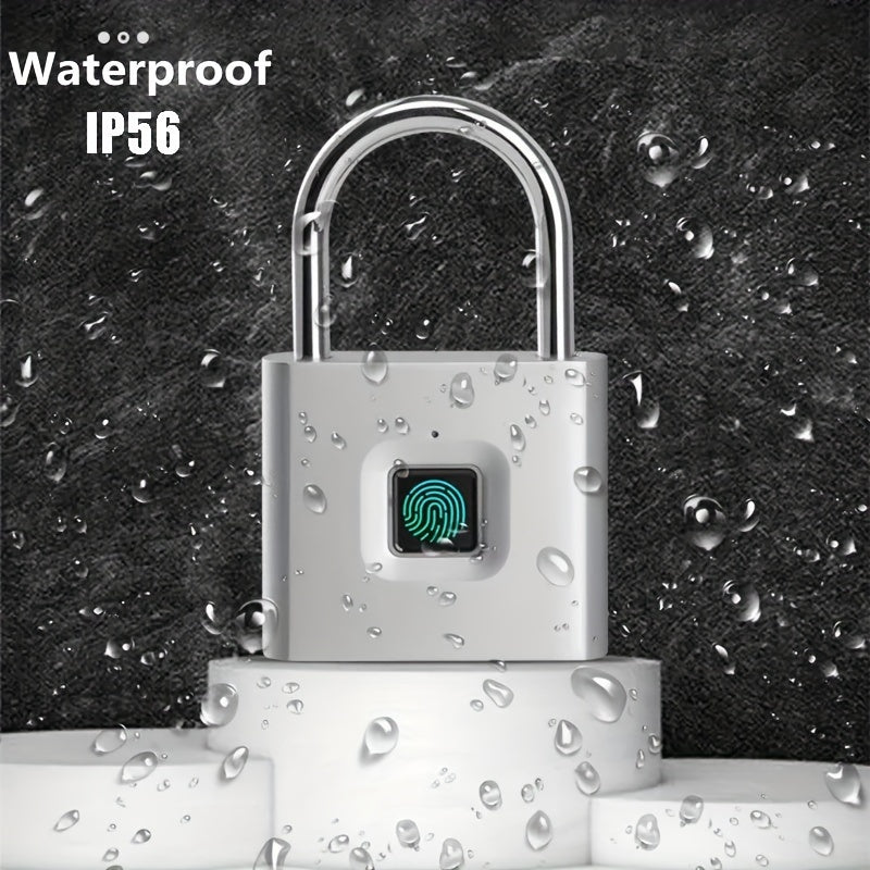Compact Smart Fingerprint Padlock - Waterproof, Keyless Security, USB rechargeable, aluminium léger - Idéal pour les bagages, valises et sacs à dos