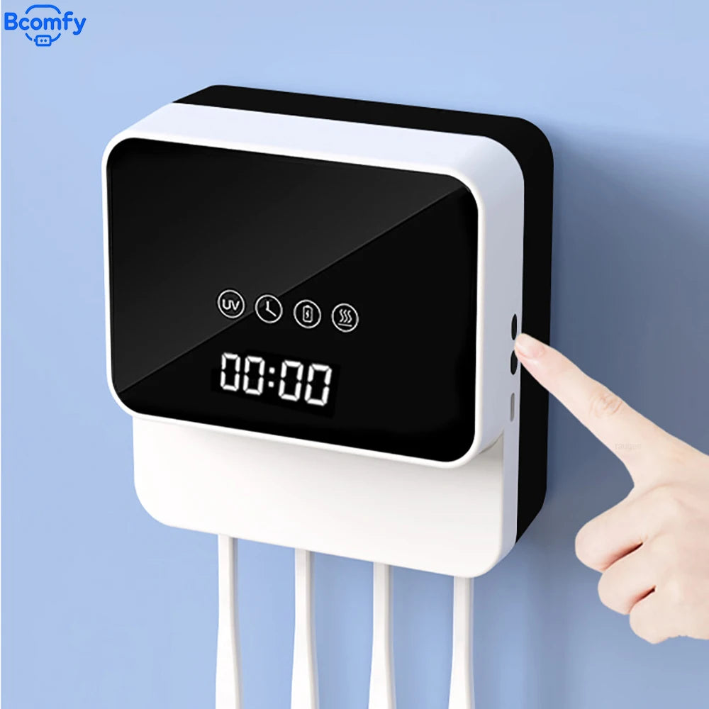 Stérilisateur automatique de brosse à dents UV mural avec écran LED Étui rechargeable pour brosse à dents