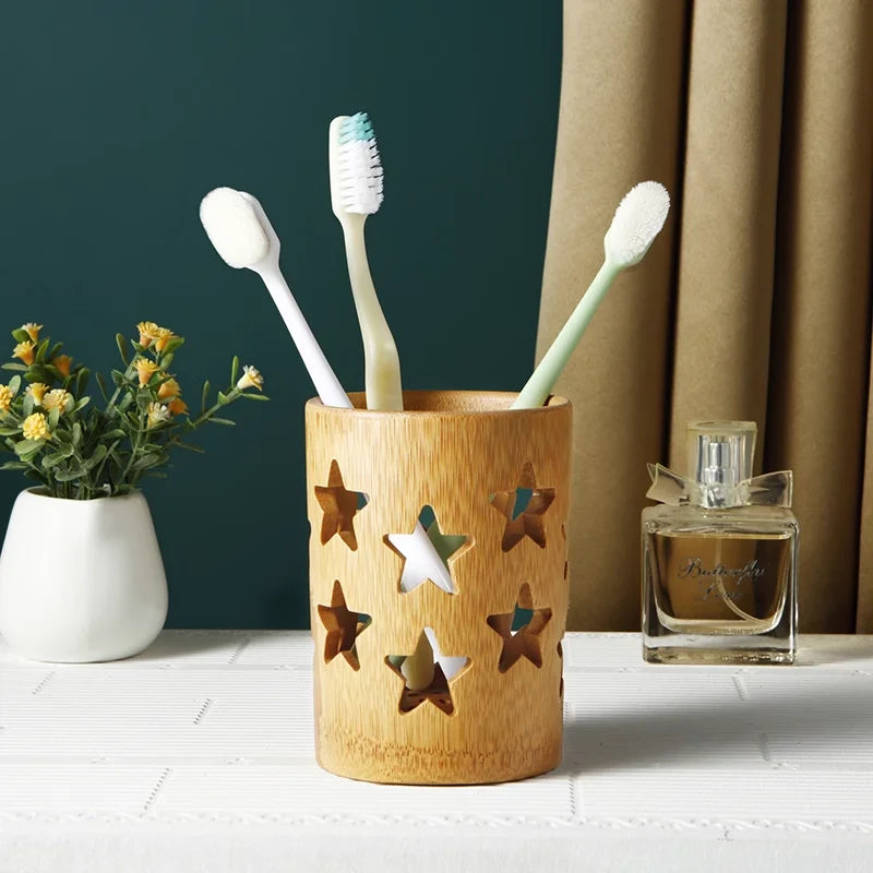 Porte-brosse à dents en bambou accessoires de brosse à dents en bambou organisateur de brosse à maquillage biodégradable (circulaire)