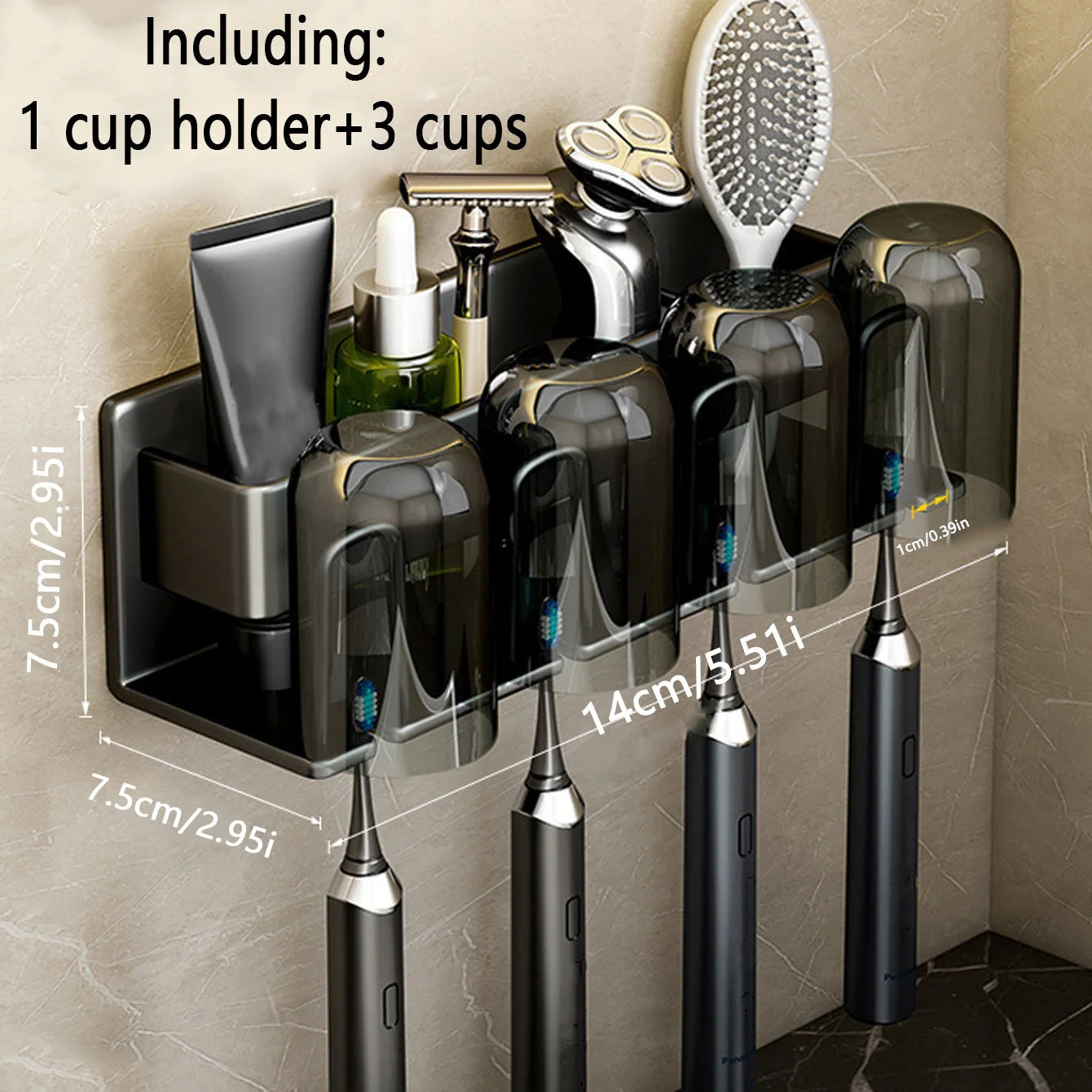 Porte-brosse à dents en acier inoxydable pour salle de bain, porte-rasoir, anti-rouille, peut être accroché au mur sans perforation avec un support adhésif, outil de rangement multifonctionnel