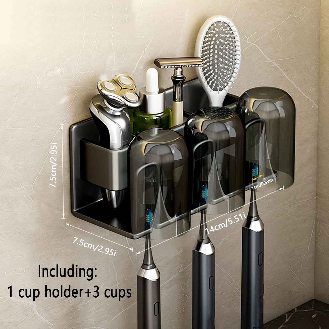 Porte-brosse à dents en acier inoxydable pour salle de bain, porte-rasoir, anti-rouille, peut être accroché au mur sans perforation avec un support adhésif, outil de rangement multifonctionnel