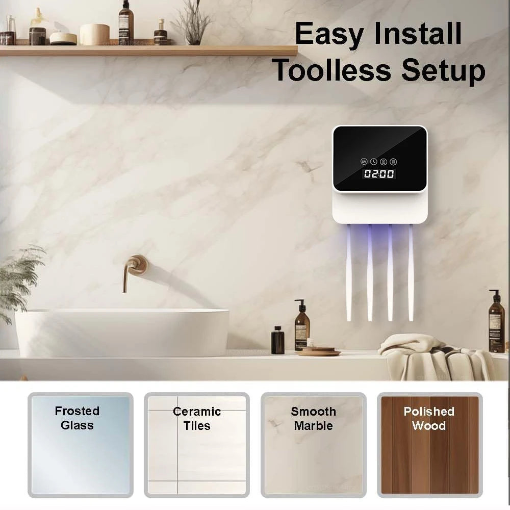 Stérilisateur automatique de brosse à dents UV mural avec écran LED Étui rechargeable pour brosse à dents