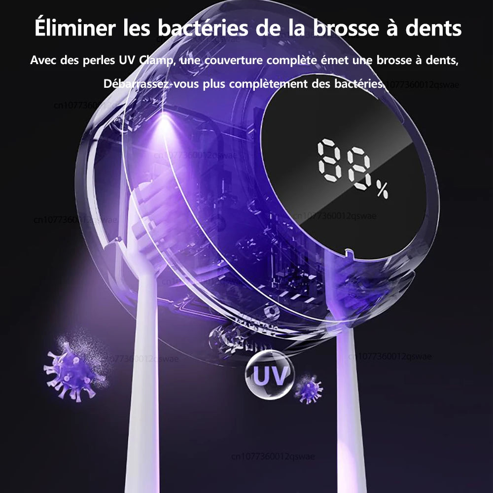 Porte-brosse à dents UV Light Rechargeable Stérilisateur de brosse à dents avec affichage LED Salle de bain Support de brosse à dents électrique mural