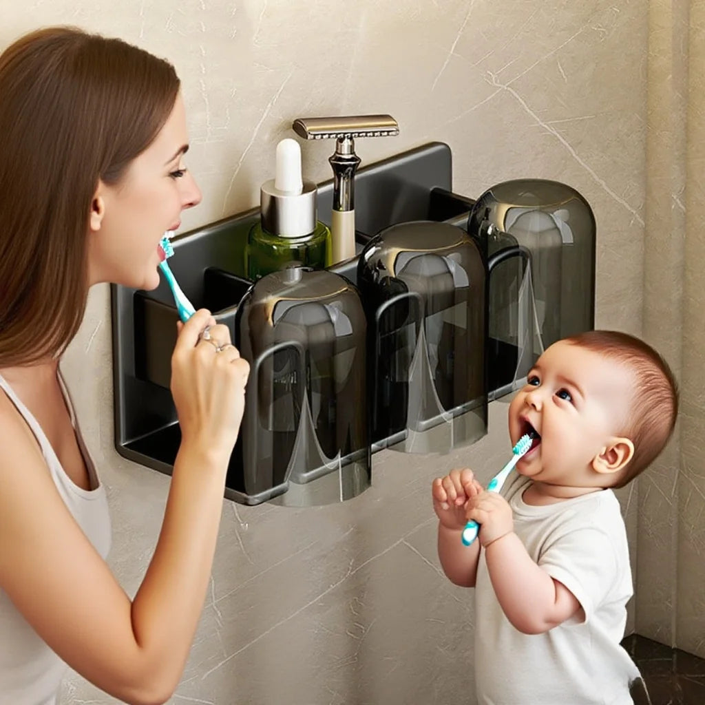 Porte-brosse à dents en acier inoxydable pour salle de bain, porte-rasoir, anti-rouille, peut être accroché au mur sans perforation avec un support adhésif, outil de rangement multifonctionnel