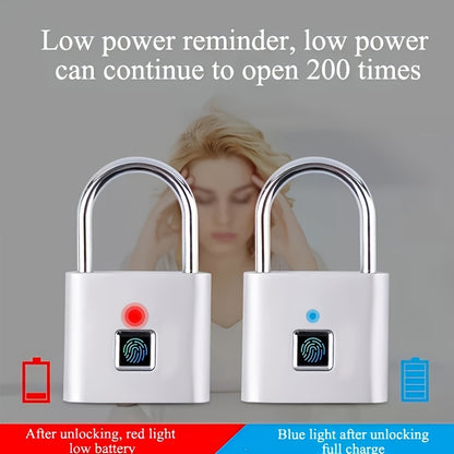 Compact Smart Fingerprint Padlock - Waterproof, Keyless Security, USB rechargeable, aluminium léger - Idéal pour les bagages, valises et sacs à dos