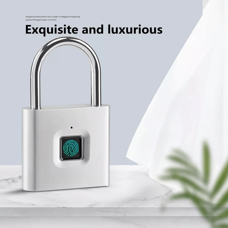 Compact Smart Fingerprint Padlock - Waterproof, Keyless Security, USB rechargeable, aluminium léger - Idéal pour les bagages, valises et sacs à dos