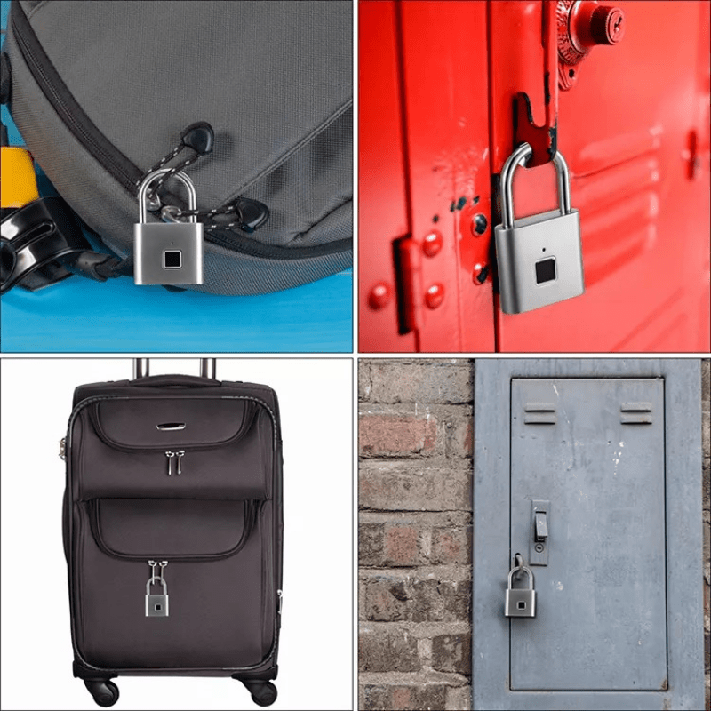 Compact Smart Fingerprint Padlock - Waterproof, Keyless Security, USB rechargeable, aluminium léger - Idéal pour les bagages, valises et sacs à dos