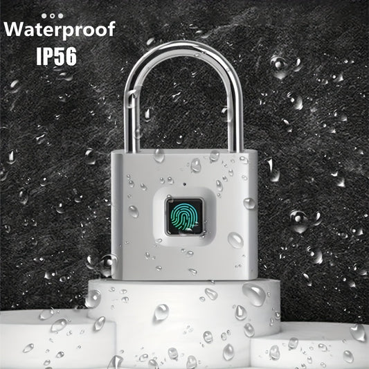 Compact Smart Fingerprint Padlock - Waterproof, Keyless Security, USB rechargeable, aluminium léger - Idéal pour les bagages, valises et sacs à dos