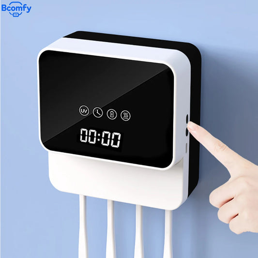 Stérilisateur automatique de brosse à dents UV mural avec écran LED Étui rechargeable pour brosse à dents