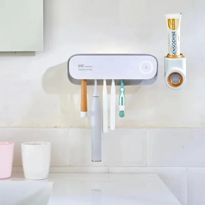 Nouveau stérilisateur de brosse à dents UV Support de brosse à dents intelligent à séchage automatique rapide monté sur mur avec lumière de capteur intelligente