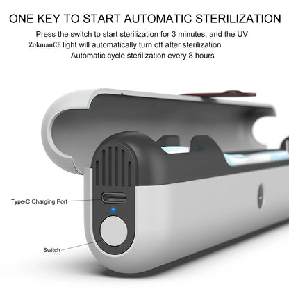 Brosse à dents UV portable Désinfectant Étui de voyage UV-C LED Stérilisation et Stérilisateur Rechargeable Porte-boîte Nettoyant Bureau Accueil