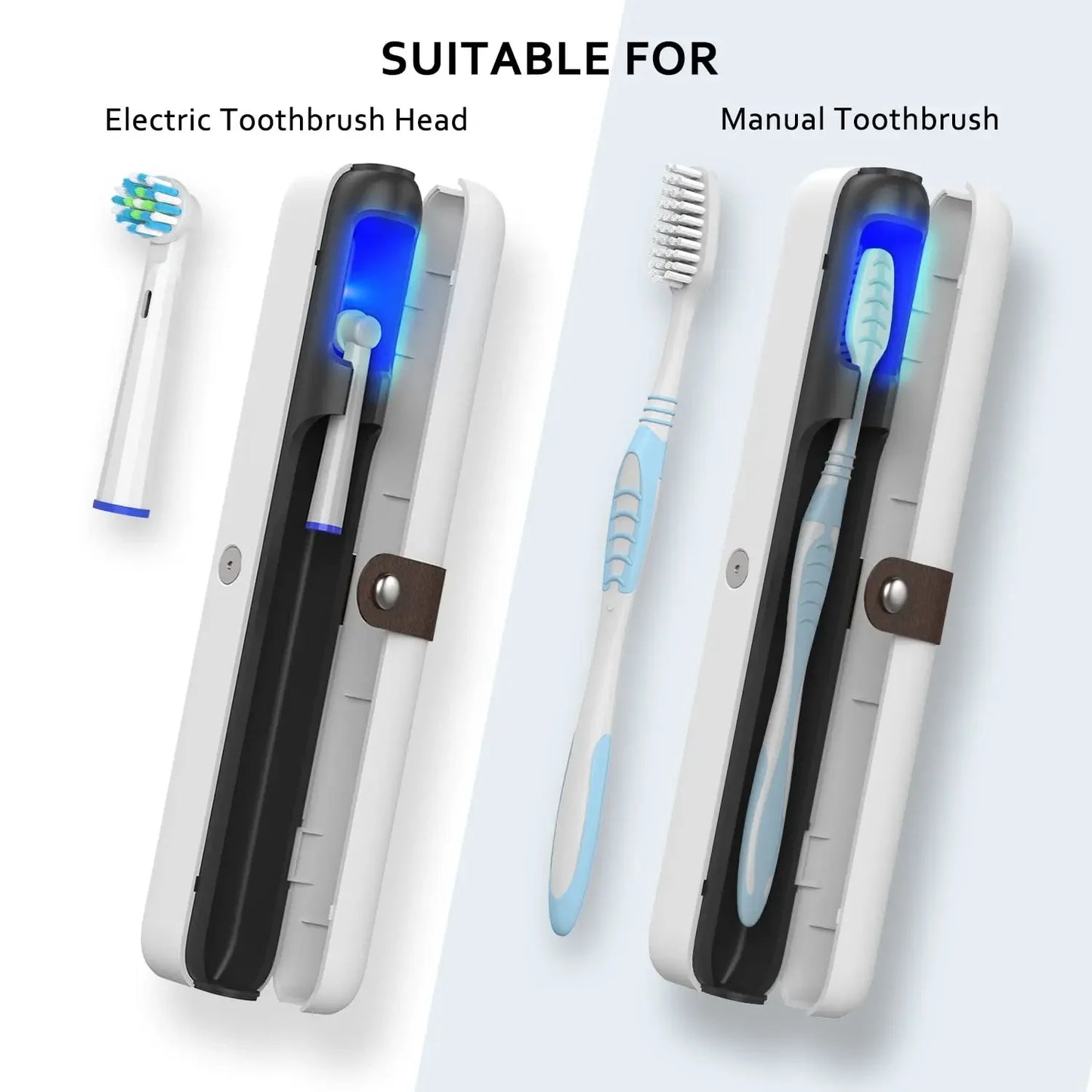 Brosse à dents UV portable Désinfectant Étui de voyage UV-C LED Stérilisation et Stérilisateur Rechargeable Porte-boîte Nettoyant Bureau Accueil