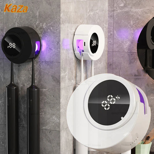Porte-brosse à dents UV Light Rechargeable Stérilisateur de brosse à dents avec affichage LED Salle de bain Support de brosse à dents électrique mural