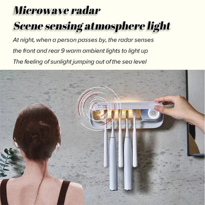 Nouveau stérilisateur de brosse à dents UV Support de brosse à dents intelligent à séchage automatique rapide monté sur mur avec lumière de capteur intelligente