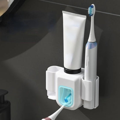 upport de brosse à dents Porte-brosse à dents mural à double trou Organisateur de dentifrice Stand Dentifrice Presse-agrumes Accessoires de salle de bain
