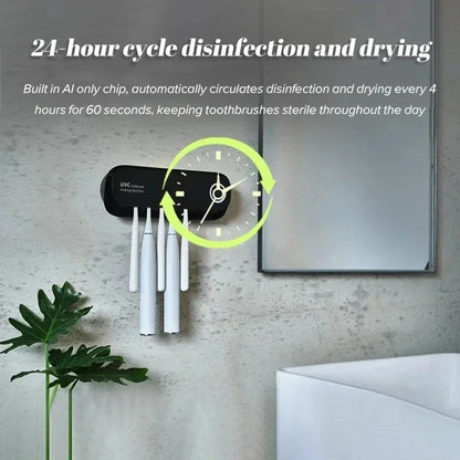 Nouveau stérilisateur de brosse à dents UV Support de brosse à dents intelligent à séchage automatique rapide monté sur mur avec lumière de capteur intelligente