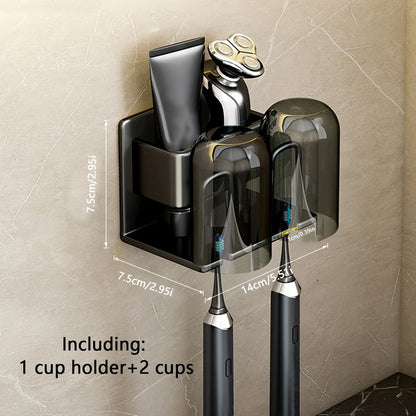 Porte-brosse à dents en acier inoxydable pour salle de bain, porte-rasoir, anti-rouille, peut être accroché au mur sans perforation avec un support adhésif, outil de rangement multifonctionnel