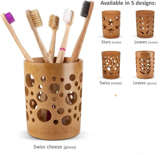 Porte-brosse à dents en bambou accessoires de brosse à dents en bambou organisateur de brosse à maquillage biodégradable (circulaire)