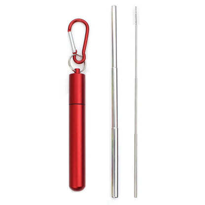 Paille télescopique en acier inoxydable Paille métallique portable avec brosse de nettoyage Voyage Pailles Pique-nique Fournitures de fête Outils de barre