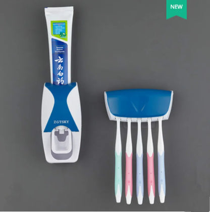 Distributeur de dentifrice automatique à montage mural Support de brosse à dents anti-poussière Accessoires de salle de bain Set Squeezer