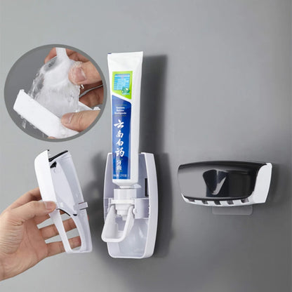 Distributeur de dentifrice automatique à montage mural Support de brosse à dents anti-poussière Accessoires de salle de bain Set Squeezer