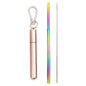 Paille télescopique en acier inoxydable Paille métallique portable avec brosse de nettoyage Voyage Pailles Pique-nique Fournitures de fête Outils de barre