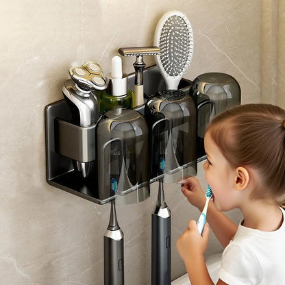 Porte-brosse à dents en acier inoxydable pour salle de bain, porte-rasoir, anti-rouille, peut être accroché au mur sans perforation avec un support adhésif, outil de rangement multifonctionnel