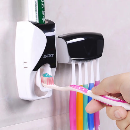 Distributeur de dentifrice automatique à montage mural Support de brosse à dents anti-poussière Accessoires de salle de bain Set Squeezer