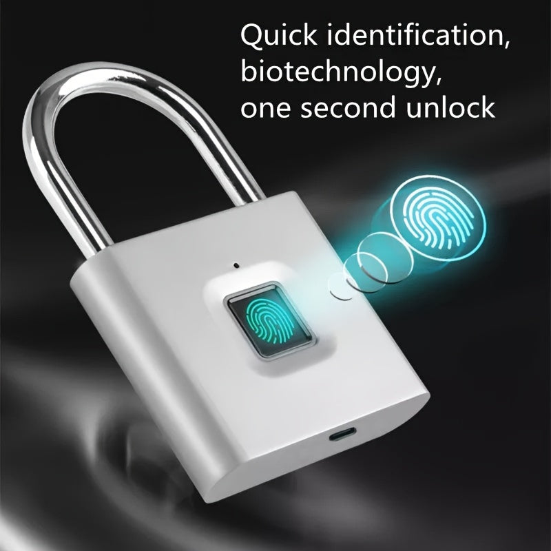 Compact Smart Fingerprint Padlock - Waterproof, Keyless Security, USB rechargeable, aluminium léger - Idéal pour les bagages, valises et sacs à dos